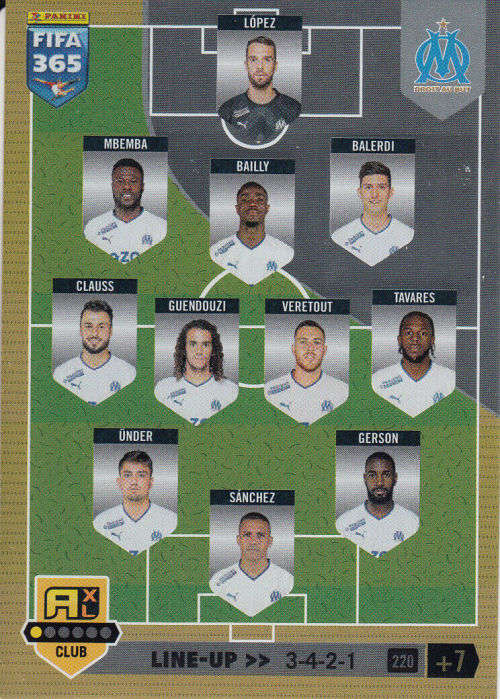 OLYPIQUE DE MARSEILLE - PANINI `FIFA 365 COLLECTION` 2023 - `TEAM LINE UP` FOIL TRADING CARD 220