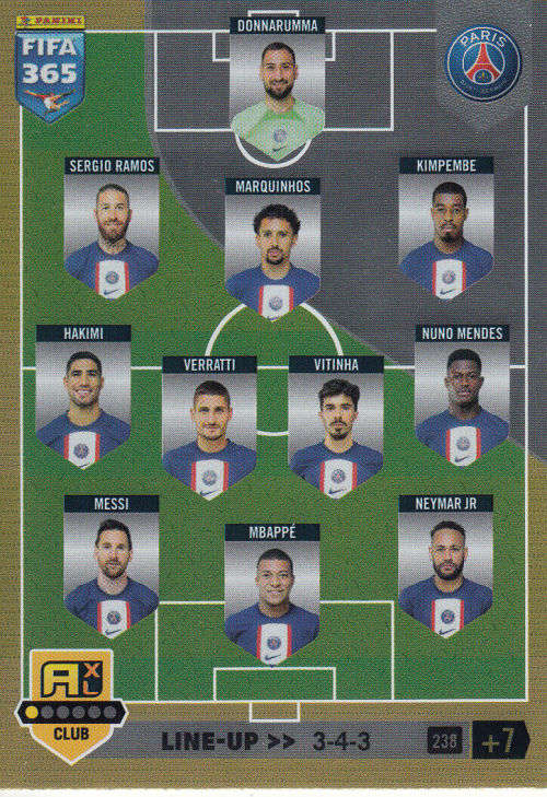 PARIS SAINT GERMAIN - PANINI `FIFA 365 COLLECTION` 2023 - `TEAM LINE UP` FOIL TRADING CARD 238