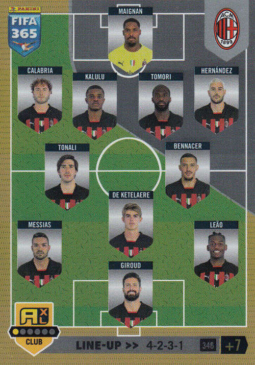 AC MILAN - PANINI `FIFA 365 COLLECTION` 2023 - `TEAM LINE UP` FOIL TRADING CARD 346