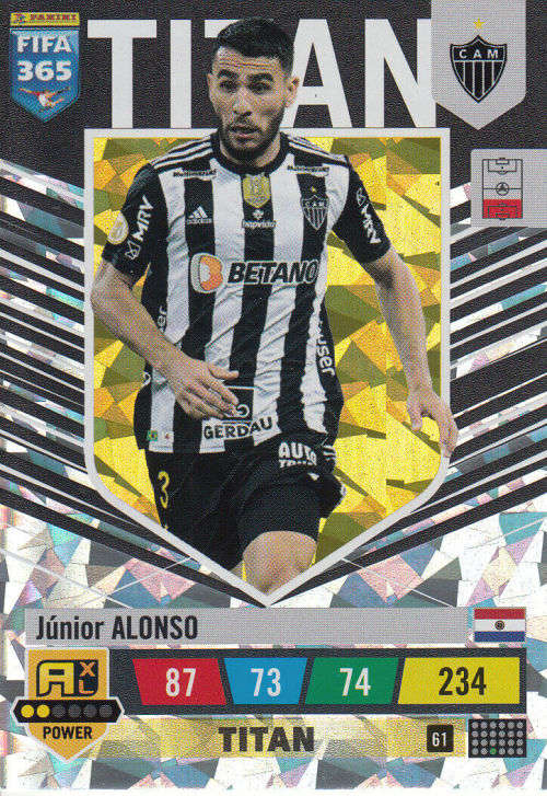 JUNIOR ALONSO - PANINI `FIFA 365 COLLECTION` 2023 - `TITAN` FOIL TRADING CARD 61