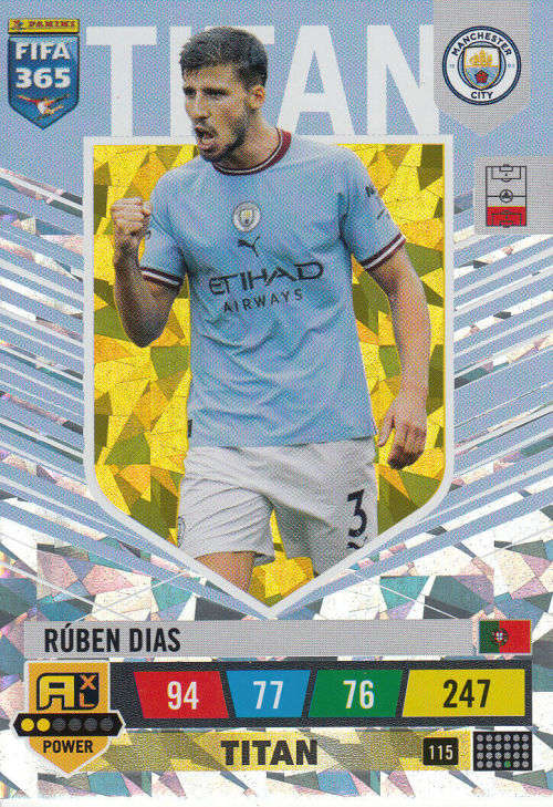 RUBEN DIAS - PANINI `FIFA 365 COLLECTION` 2023 - `TITAN` FOIL TRADING CARD 115