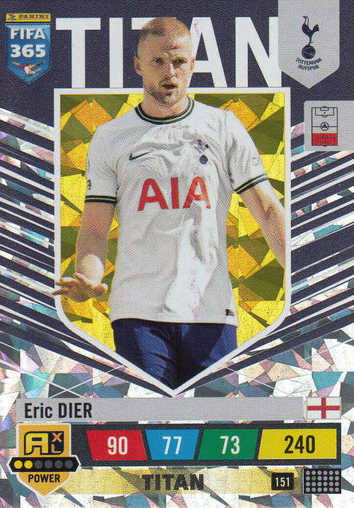 ERIC DIER - PANINI `FIFA 365 COLLECTION` 2023 - `TITAN` FOIL TRADING CARD 151