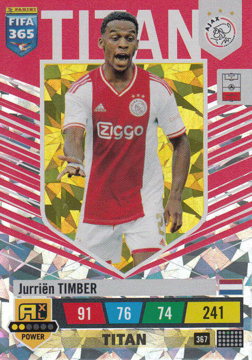JURRIAN TIMBER - PANINI `FIFA 365 COLLECTION` 2023 - `TITAN` FOIL TRADING CARD 367