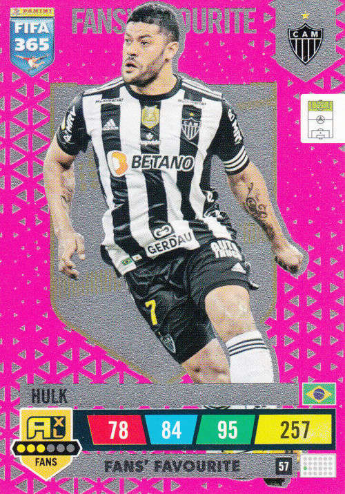 HULK - PANINI `FIFA 365 COLLECTION` 2023 - `FANS FAVORITE` FOIL TRADING CARD 57