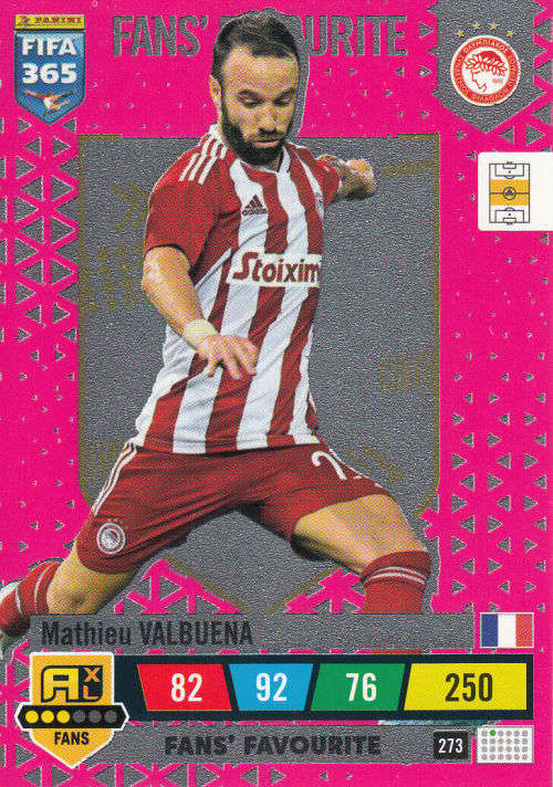 MATHIEU VALBUENA - PANINI `FIFA 365 COLLECTION` 2023 - `FANS FAVORITE` FOIL TRADING CARD 273