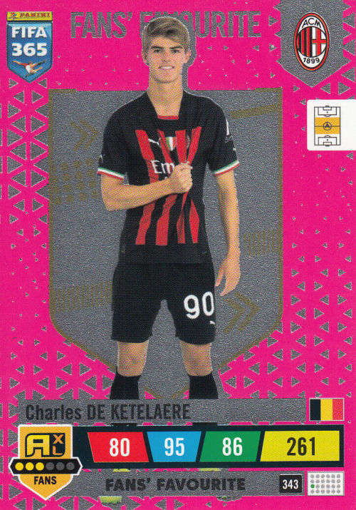 CHARLES DE KETELAERE - PANINI `FIFA 365 COLLECTION` 2023 - `FANS FAVORITE` FOIL TRADING CARD 343