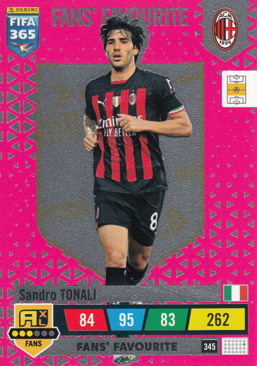 SANDRO TONALI - PANINI `FIFA 365 COLLECTION` 2023 - `FANS FAVORITE` FOIL TRADING CARD 345