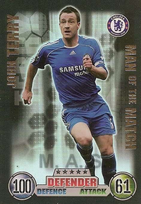 JOHN TERRY - TOPPS `MATCH ATTAX 2007/08` - RARE  `Man of the Match` TRADING CARD