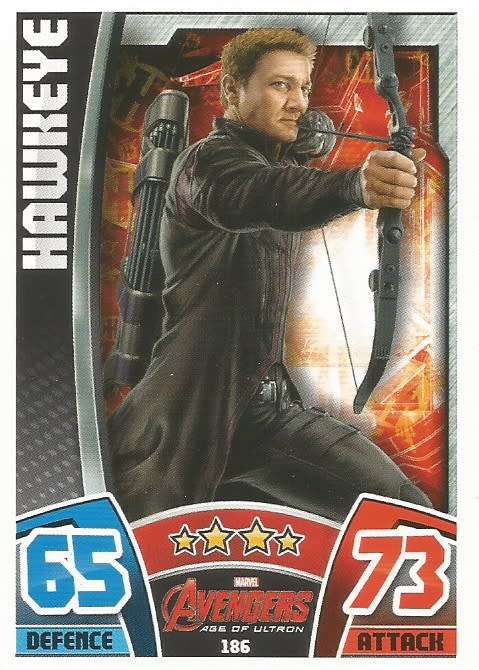 HAWKEYE -  TOPPS `HERO ATTAX AVENGERS` 2015 - `MOVIE CARD` TRADING CARD 186