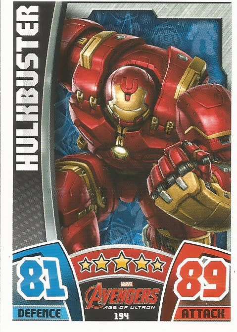 HULKBUSTER -  TOPPS `HERO ATTAX AVENGERS` 2015 - `MOVIE CARD` TRADING CARD 194
