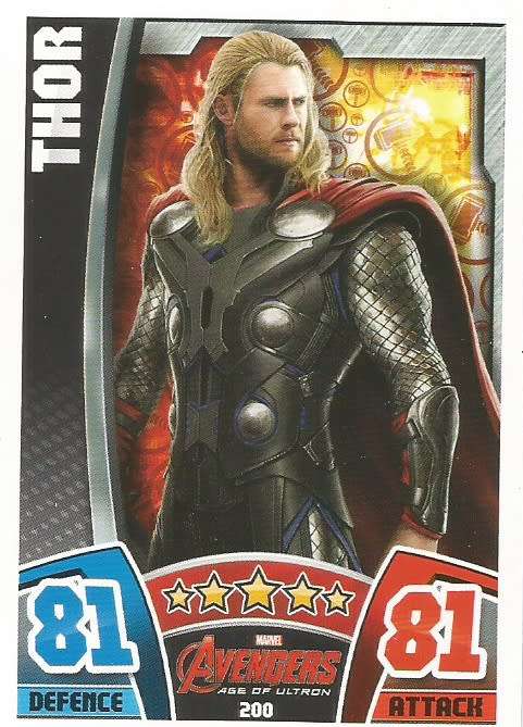 THOR -  TOPPS `HERO ATTAX AVENGERS` 2015 - `MOVIE CARD` TRADING CARD 200