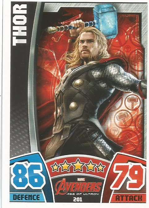 THOR -  TOPPS `HERO ATTAX AVENGERS` 2015 - `MOVIE CARD` TRADING CARD 201