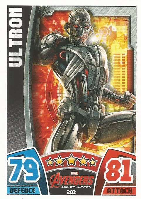 ULTRON -  TOPPS `HERO ATTAX AVENGERS` 2015 - `MOVIE CARD` TRADING CARD 203