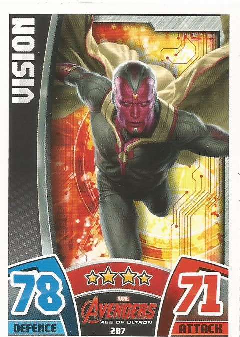 VISION -  TOPPS `HERO ATTAX AVENGERS` 2015 - `MOVIE CARD` TRADING CARD 207