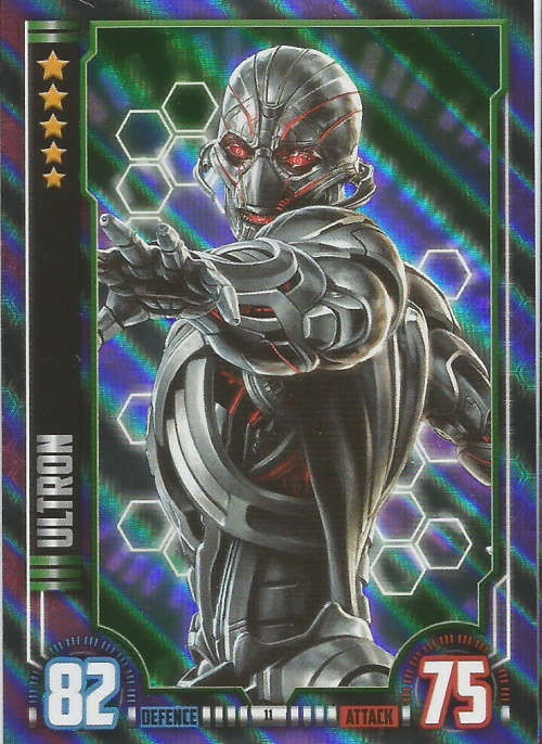 ULTRON - MARVEL HERO ATTAX UNIVERSE 2016 - RARE `HOLOGRAPHIC` FOIL TRADING CARD 11