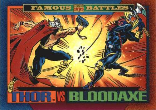 THOR vs BLOODAXE  - MARVEL UNIVERSE 1993 - FAMOUS BATTLES TRADING CARD 170