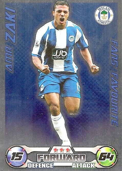 AMIR ZAKI - TOPPS`MATCH ATTAX EXTRA`2008/09 -`FANS FAVOURITE` FOIL TRADING CARD