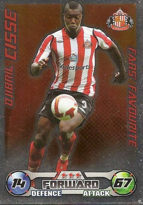 DJIBRIL CISSE - TOPPS`MATCH ATTAX EXTRA`2008/09 -`FANS FAVOURITE` FOIL TRADING CARD