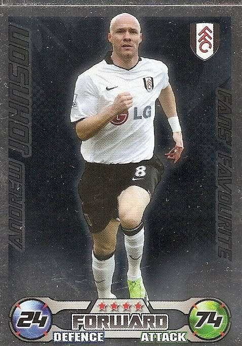 ANDREW JOHNSON - TOPPS`MATCH ATTAX EXTRA`2008/09 -`FANS FAVOURITE` FOIL TRADING CARD