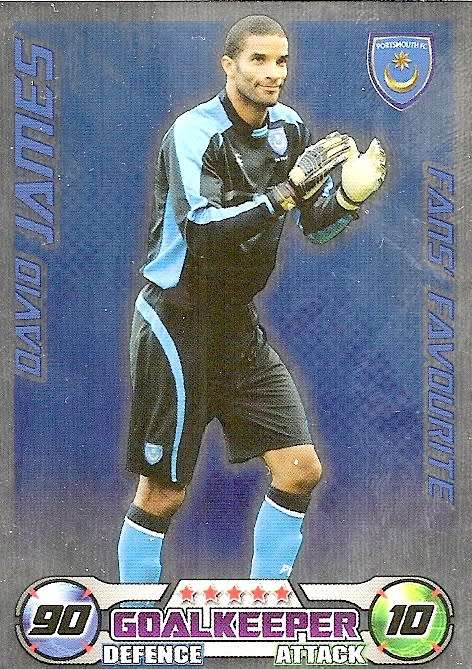 DAVID JAMES - TOPPS`MATCH ATTAX EXTRA`2008/09 -`FANS FAVOURITE` FOIL TRADING CARD