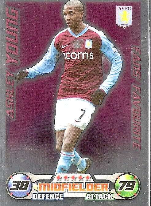 ASHLEY YOUNG - TOPPS`MATCH ATTAX EXTRA`2008/09 -`FANS FAVOURITE` FOIL TRADING CARD