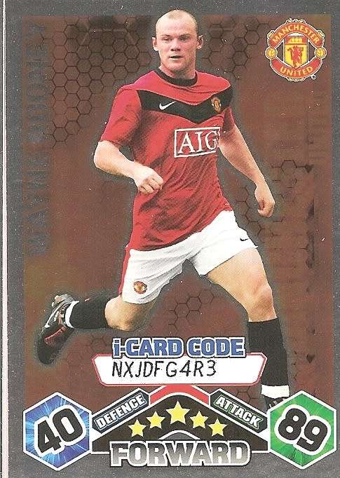 WAYNE ROONEY - TOPPS `MATCH ATTAX` 2009/10 - FOIL `I CARD` TRADING CARD