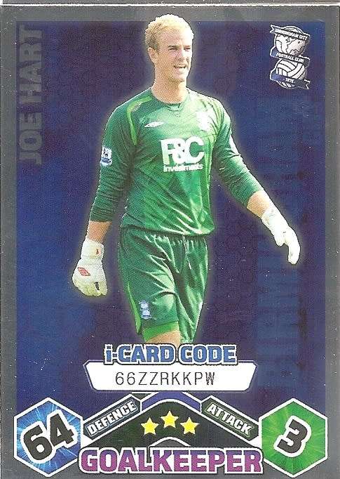 JOE HART - TOPPS `MATCH ATTAX` 2009/10 - FOIL `I CARD` TRADING CARD