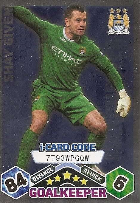 SHAY GIVEN - TOPPS`MATCH ATTAX EXTRA`2009/10 - FOIL `I CARD` TRADING CARD