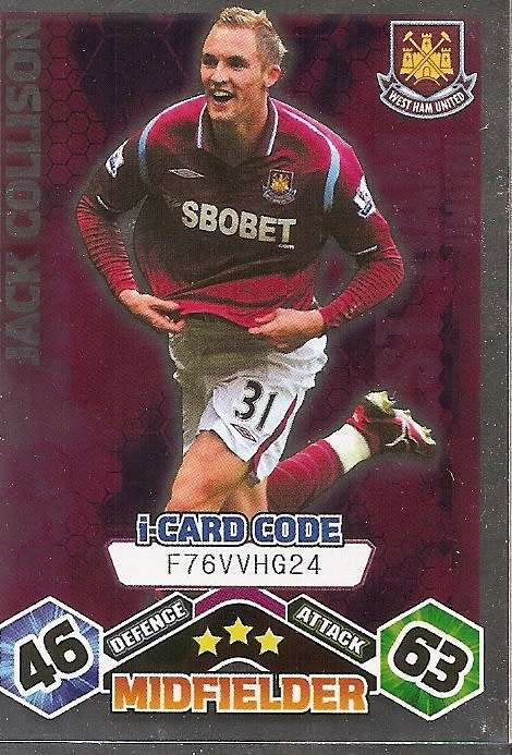 JACK COLLISON - TOPPS`MATCH ATTAX EXTRA`2009/10 - FOIL `I CARD` TRADING CARD