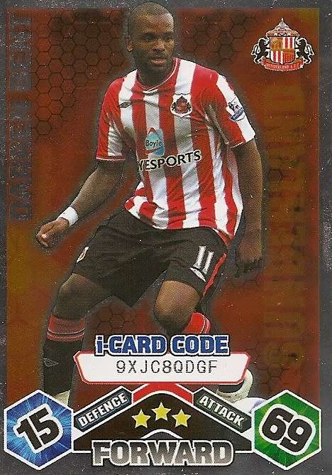 DARREN BENT - TOPPS`MATCH ATTAX EXTRA`2009/10 - FOIL `I CARD` TRADING CARD