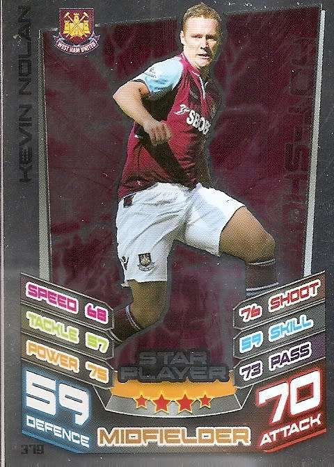 KEVIN NOLAN - TOPPS `MATCH ATTAX` 2012/2013 - FOIL `STAR PLAYER` TRADING CARD