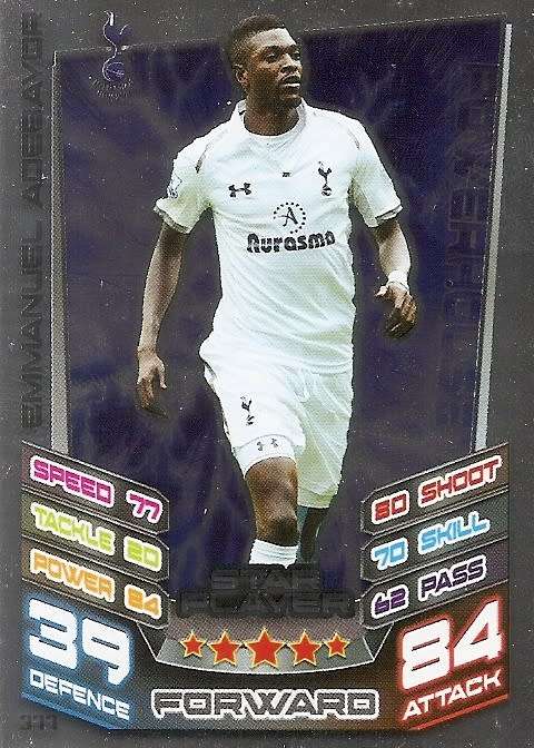 E. ADABAYOR - TOPPS `MATCH ATTAX` 2012/2013 - FOIL `STAR PLAYER` TRADING CARD