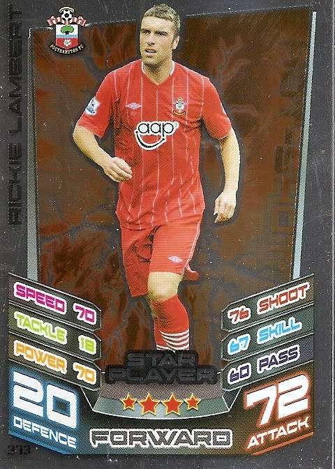 RICKIE LAMBERT - TOPPS `MATCH ATTAX` 2012/2013 - FOIL `STAR PLAYER` TRADING CARD