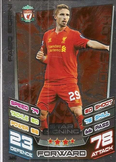 FABIO BORINI - TOPPS `MATCH ATTAX` 2012/2013 - FOIL `STAR SIGNING` TRADING CARD