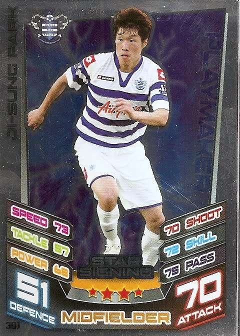 JI SUNG PARK - TOPPS `MATCH ATTAX` 2012/2013 - FOIL `STAR SIGNING` TRADING CARD