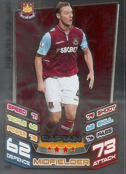 KEVIN NOLAN - TOPPS `MATCH ATTAX EXTRA` 2012/2013 - FOIL `CAPTAIN` TRADING CARD