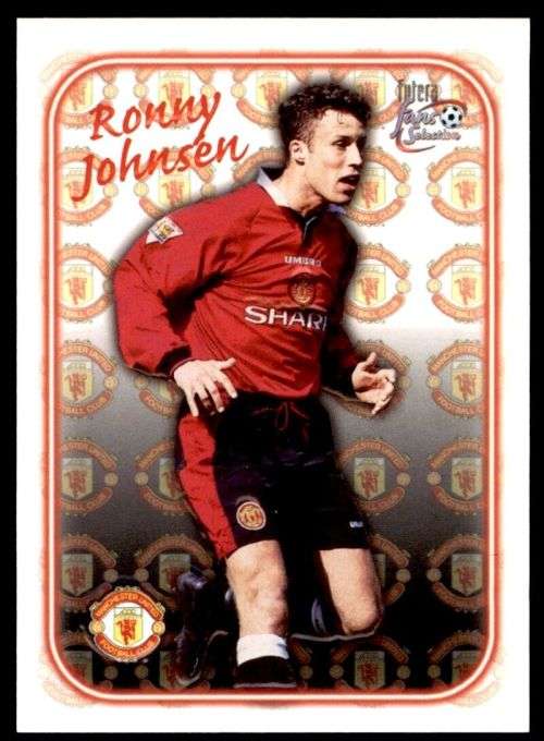 RONNY JOHNSEN - MAN. UNITED `Futera Fans Selection 1997`  - `EMBOSSED` TRADING CARD SE14