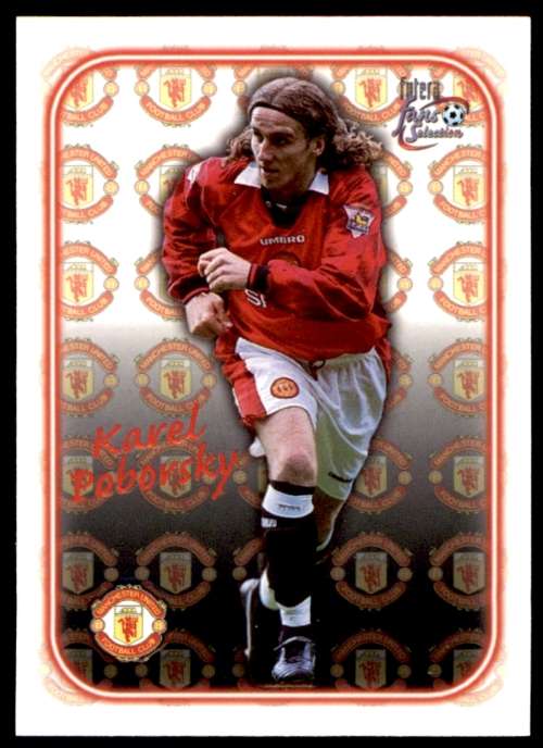 KAREL POBORSKY - MAN. UNITED `Futera Fans Selection 1997`  - `EMBOSSED` TRADING CARD SE9