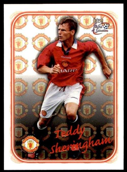 TEDDY SHERINGHAM - MAN. UNITED `Futera Fans Selection 1997`  - `EMBOSSED` TRADING CARD SE7
