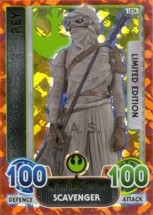 REY - TOPPS `STAR WARS FORCE ATTAX EXTRA` 2016 -  `LIMITED EDITION` TRADING CARD LETA