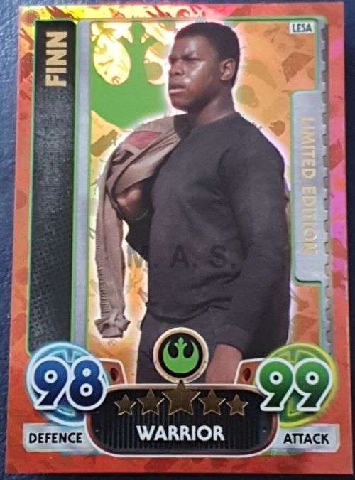 FINN - TOPPS `STAR WARS FORCE ATTAX EXTRA` 2016 - RARE `LIMITED EDITION`TRADING CARD LESA