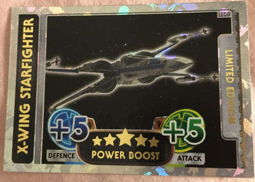 X-WING STARFIGHTER - TOPPS `STAR WARS F/ATTAX MOBIE SERIES 4` 2016 - RARE `LIMITED EDITION`CARD LEDD