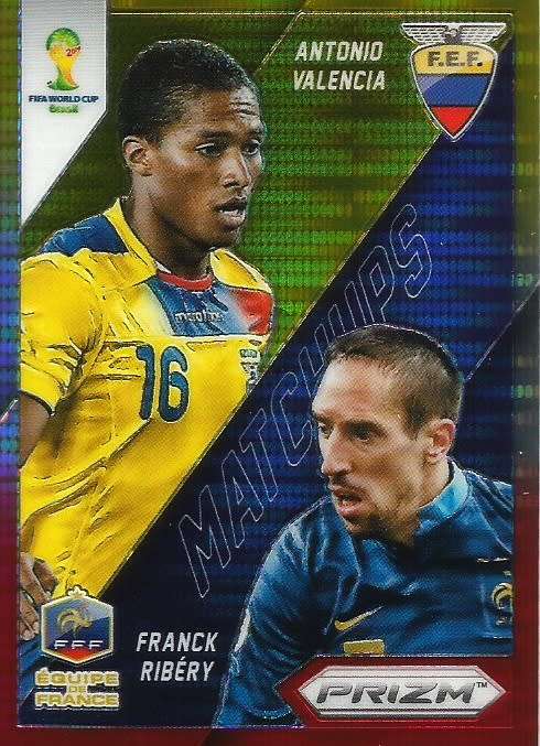 FRANC RIBBERY/VALENCIA - WORLD CUP 2014 PANINI `PRIZM` - YELLOW/RED `MATCH UP` PRIZM CARD 11