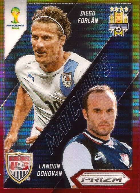 DIEGO FORLAN/DONOVAN - WORLD CUP 2014 PANINI `PRIZM` - YELLOW/RED `MATCH UP` PRIZM CARD 26