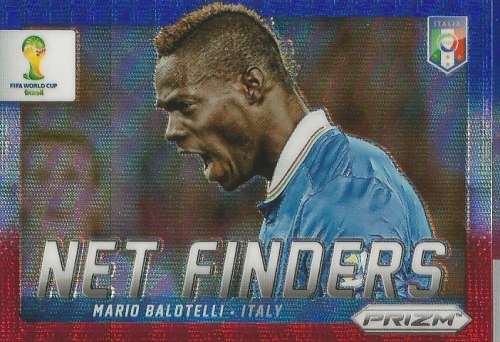 MARIO BALOTELLI - WORLD CUP 2014 PANINI `PRIZM` - BLUE/RED `NET FINDERS` PRIZM TRADING CARD 17