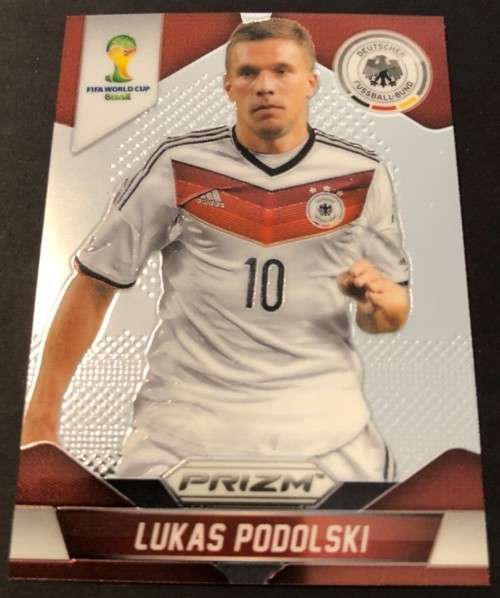 LUCAS PODOLSKI - PANINI PRIZM `FIFA WORLD CUP 2014` - `PRIZM PARALLEL` BASE TRADING CARD 92