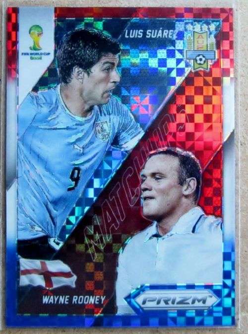 LUIS SUAREZ/ROONEY - WORLD CUP 2014 PANINI PRIZM - RED/WHITE/BLUE MOSAIC `MATCH UP`s` TRADING CARD 9
