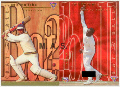 A. MUJTABA/C. HOPPER - 1996 FUTERA CRICKET COLLECTION - `BAT to BALL` FOIL CARD B2B8 - of 4500