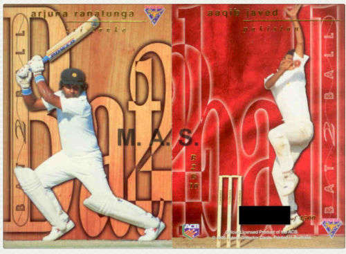 ARJUNA RANATUNGA/JAVED- 1996 FUTERA CRICKET COLLECTION - `BAT to BALL` FOIL CARD B2B10 4077 of 4500