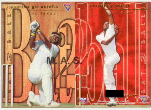 ASANKA GURUSINHA/COURTNEY WALSH- 96 FUTERA CRICKET - `BAT to BALL` FOIL CARD B2B5 of 4500